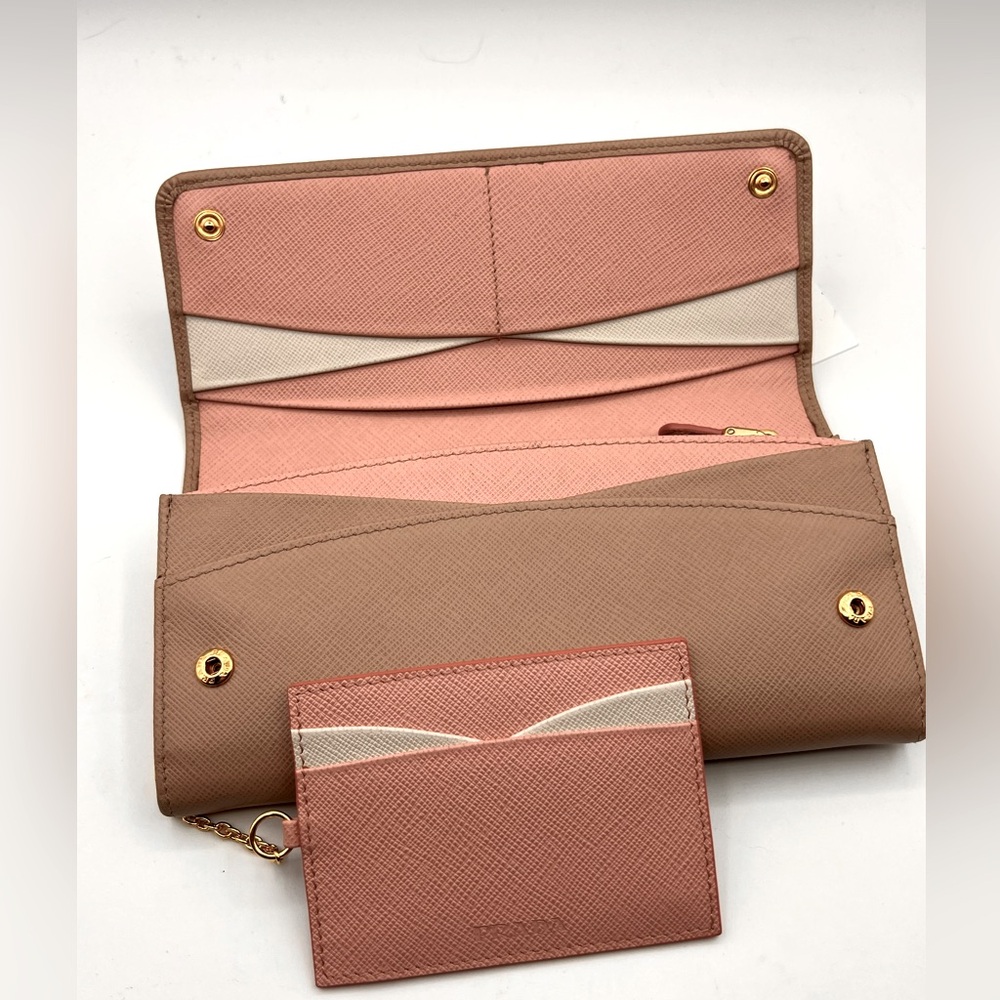 PRADA Saffiano Wallet with Detachable ID Holder with Chain